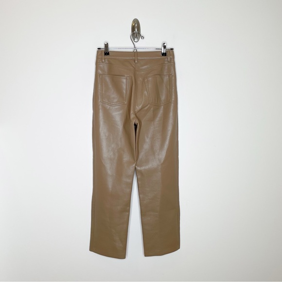 Aritzia Wilfred Melina High Rise Straight Leg Faux Leather Pant Brown - Picture 5 of 6